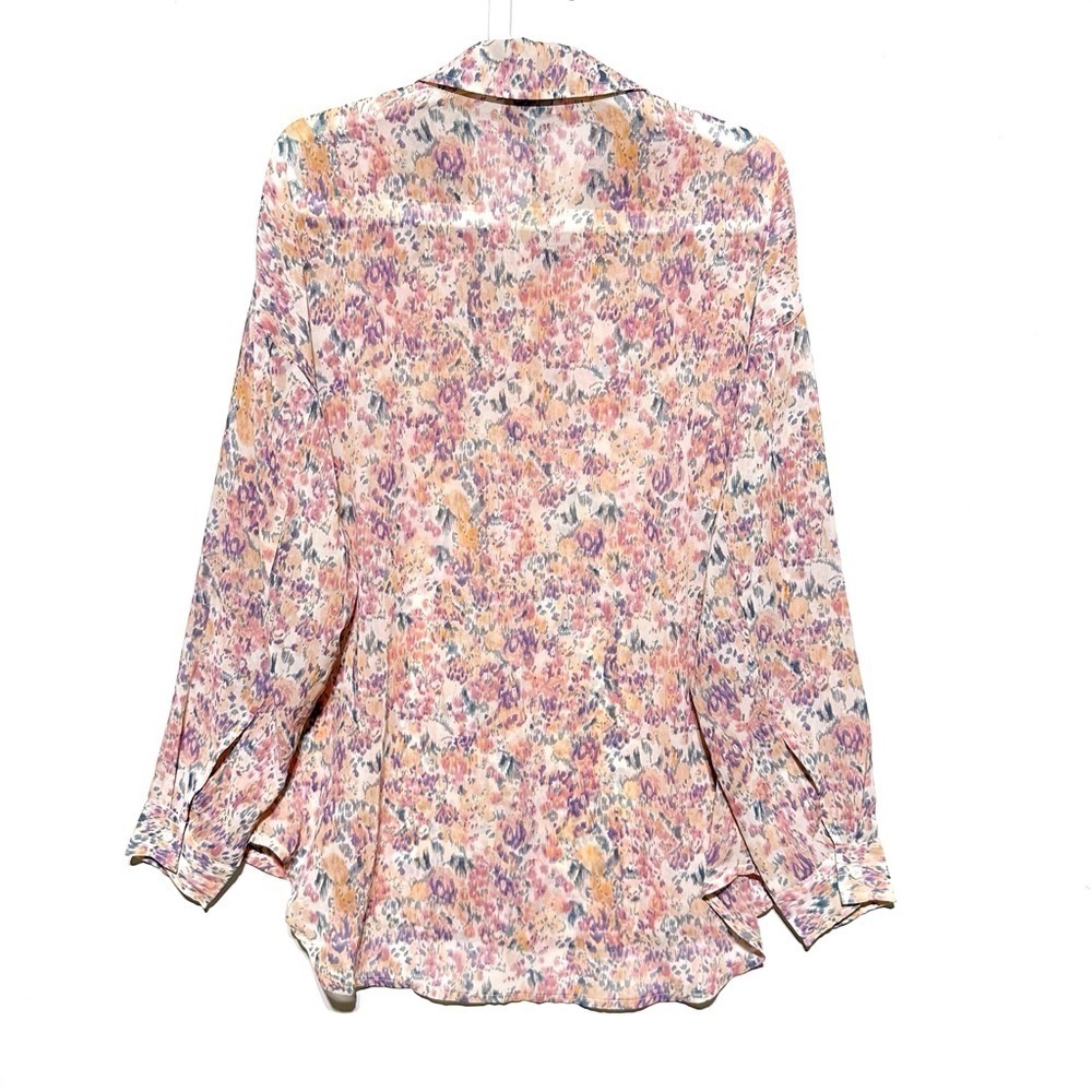 VICI X Summer Of Diane Sheer Watercolor Print Button Front Long Sleeves Shirt XS - Picture 6 of 10